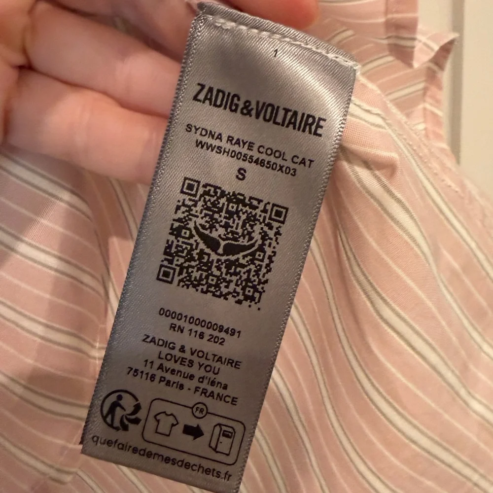 Zadig & Voltaire Sydna Raye Cool Cat Cotton Shirt NET's Tags Sz S Girlhood Core - Picture 11 of 15
